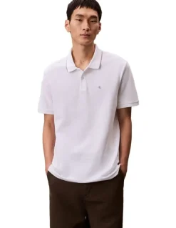 Calvin Klein Refined Pique Tipped Polo Shirt in Bright White