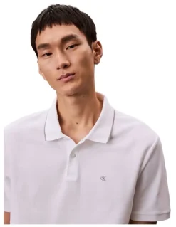 Calvin Klein Refined Pique Tipped Polo Shirt in Bright White
