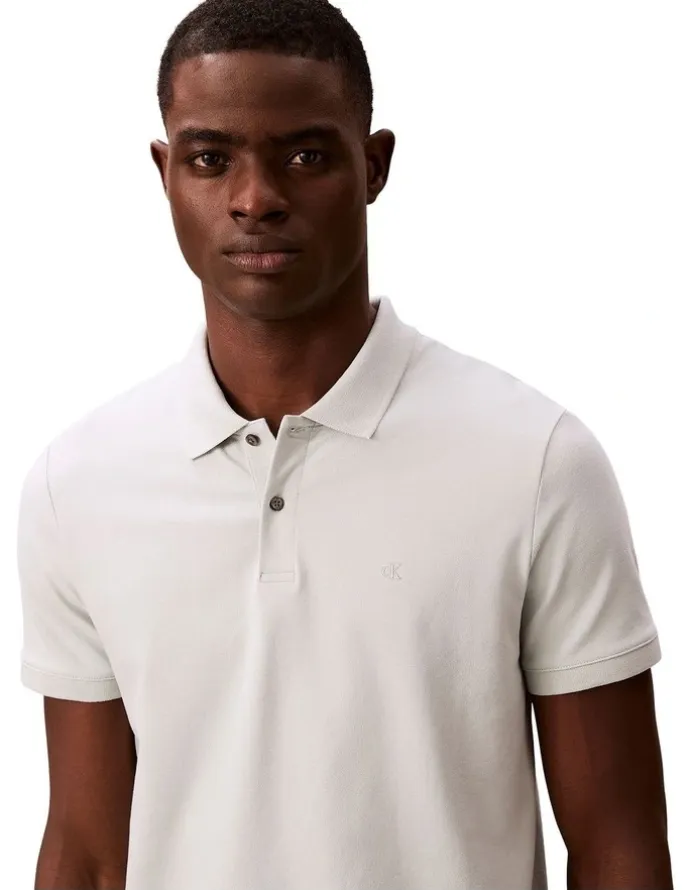 Calvin Klein Short Sleeve Slim Refined Pique Polo Shirt in Pale Meadow