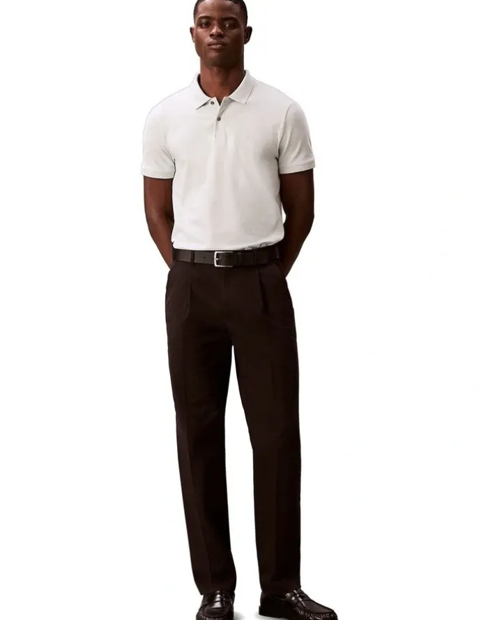 Calvin Klein Short Sleeve Slim Refined Pique Polo Shirt in Pale Meadow