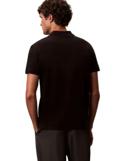 Calvin Klein Short Sleeve Slim Refined Pique Polo Shirt in Black