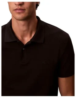 Calvin Klein Short Sleeve Slim Refined Pique Polo Shirt in Black