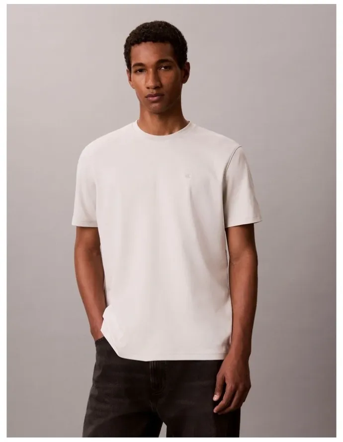 Calvin Klein Short Sleeve Supima Chest Embroidered T-shirt in Moonstruck