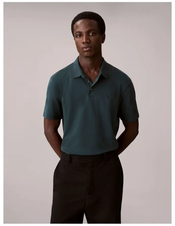 Calvin Klein Short Sleeve Supima Chest Embroidered Polo in Nearly Navy