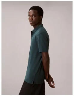Calvin Klein Short Sleeve Supima Chest Embroidered Polo in Nearly Navy