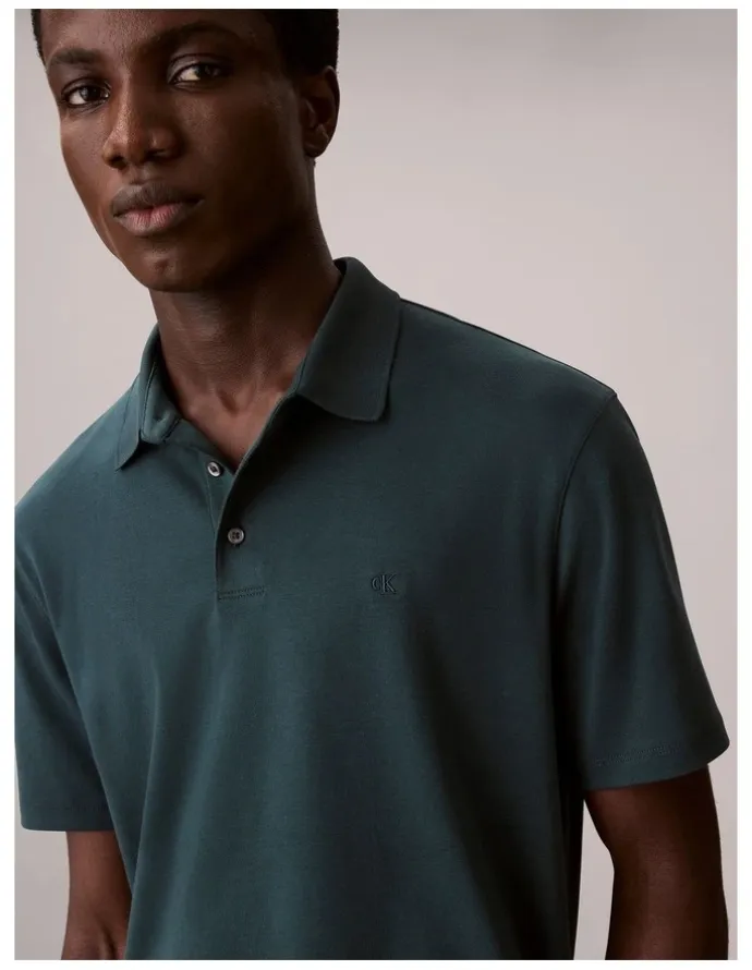 Calvin Klein Short Sleeve Supima Chest Embroidered Polo in Nearly Navy