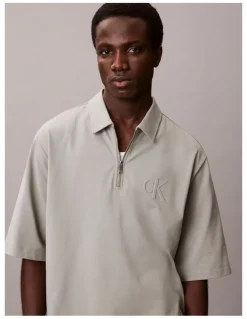 Calvin Klein Short Sleeve Supima Chest Embroidered Polo in Shadow