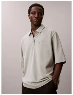 Calvin Klein Short Sleeve Supima Chest Embroidered Polo in Shadow