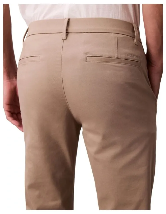 Calvin Klein Slim Cotton Stretch Chino Trouser in Vintage Khaki