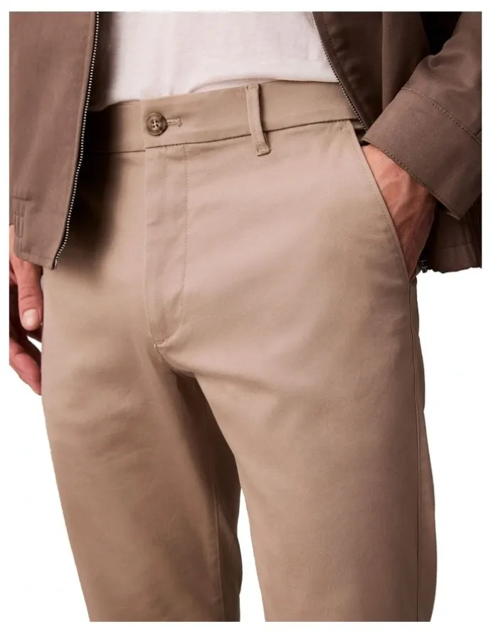 Calvin Klein Slim Cotton Stretch Chino Trouser in Vintage Khaki