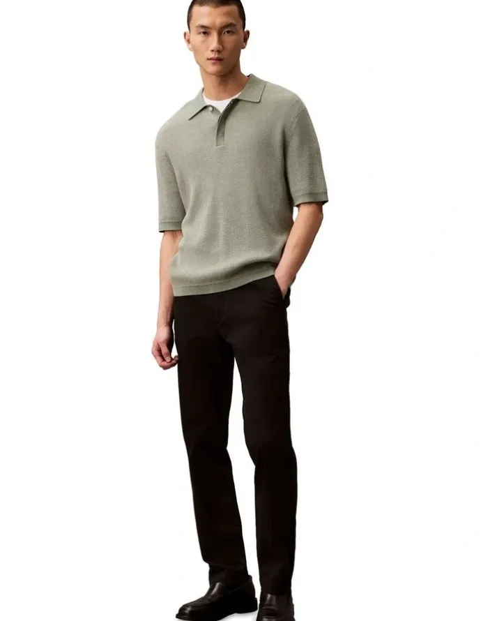 Calvin Klein Slim Cotton Stretch Chino Trouser in Black