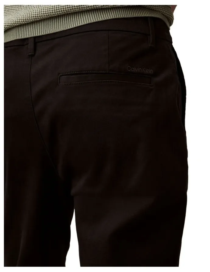 Calvin Klein Slim Cotton Stretch Chino Trouser in Black