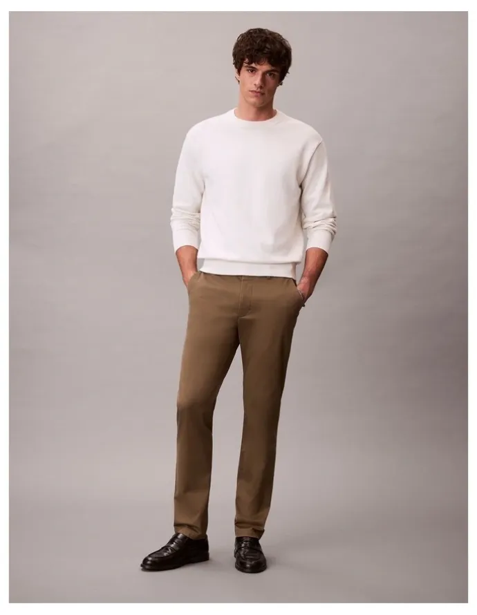 Calvin Klein Slim Stretch Chino Trousers in Capers