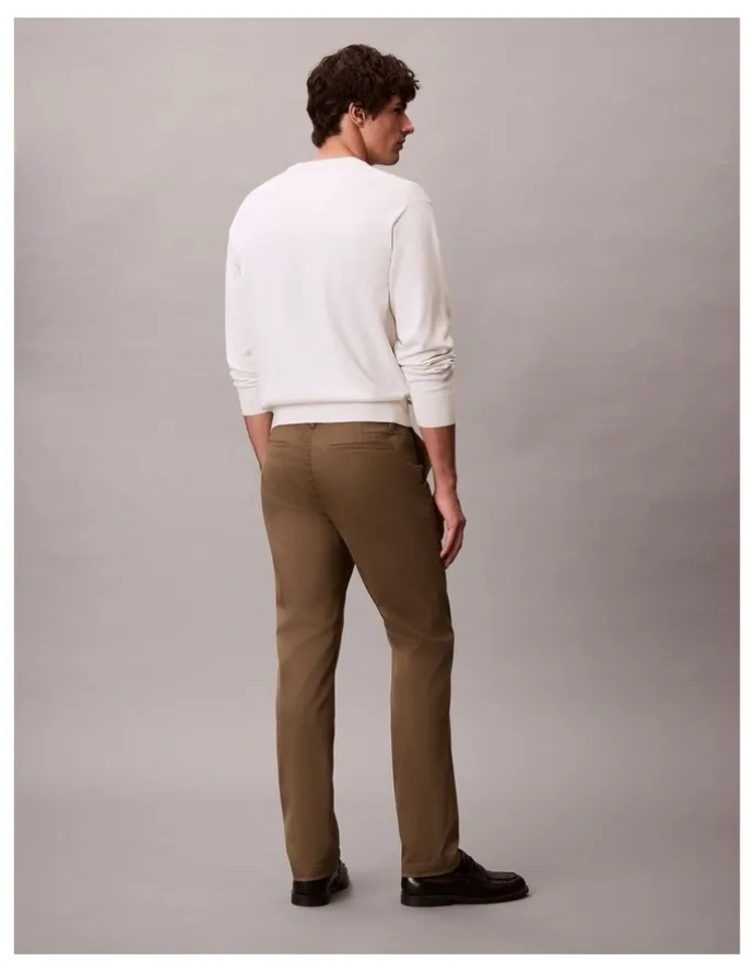 Calvin Klein Slim Stretch Chino Trousers in Capers