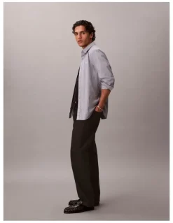 Calvin Klein Solid Oxford Long Sleeve Shirt Dark Sapphire