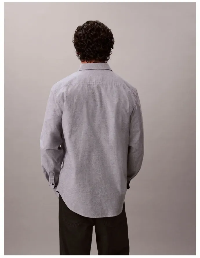 Calvin Klein Solid Oxford Long Sleeve Shirt Dark Sapphire