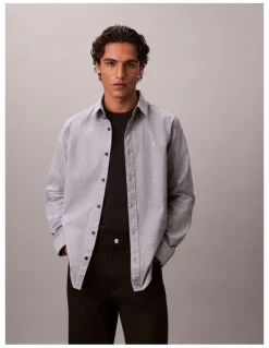 Calvin Klein Solid Oxford Long Sleeve Shirt Dark Sapphire