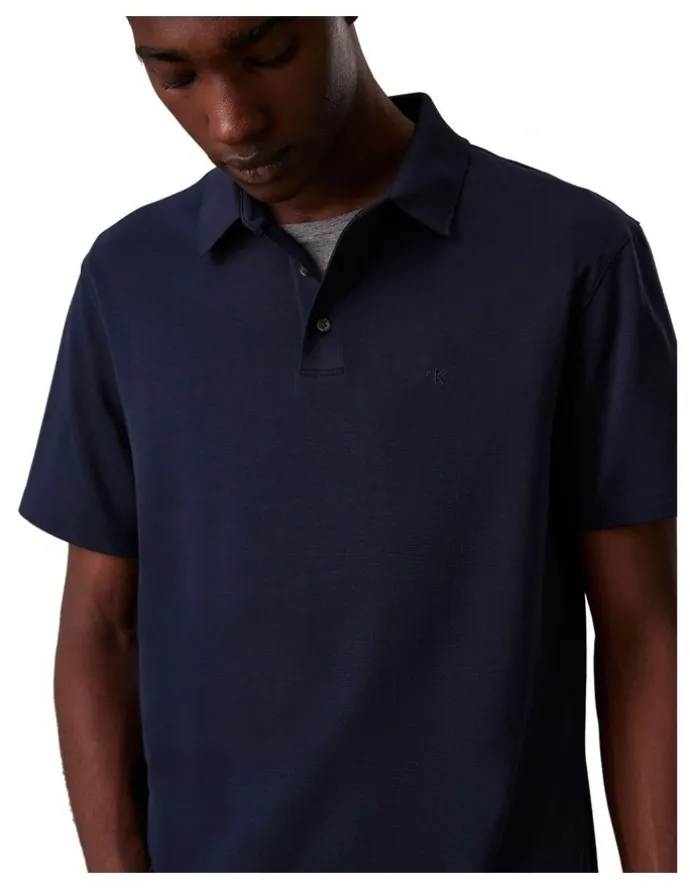Calvin Klein Supima Chest Embro Polo in Dark Sapphire