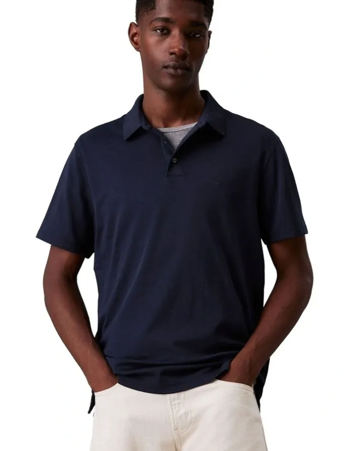 Calvin Klein Supima Chest Embro Polo in Dark Sapphire