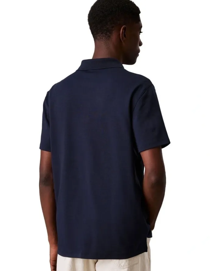Calvin Klein Supima Chest Embro Polo in Dark Sapphire