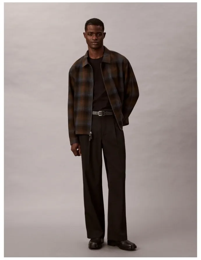 Calvin Klein Wool Flannel Zip Jacket in Thrush Check Print