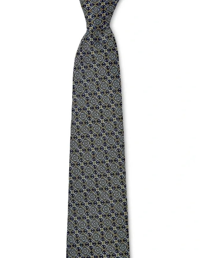 Cambridge Astrolabe Silk Tie In Yellow