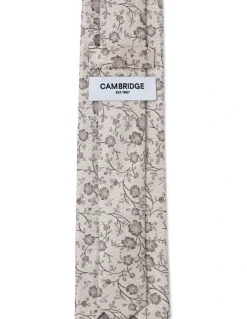Cambridge Blossoms Silk Tie In Taupe