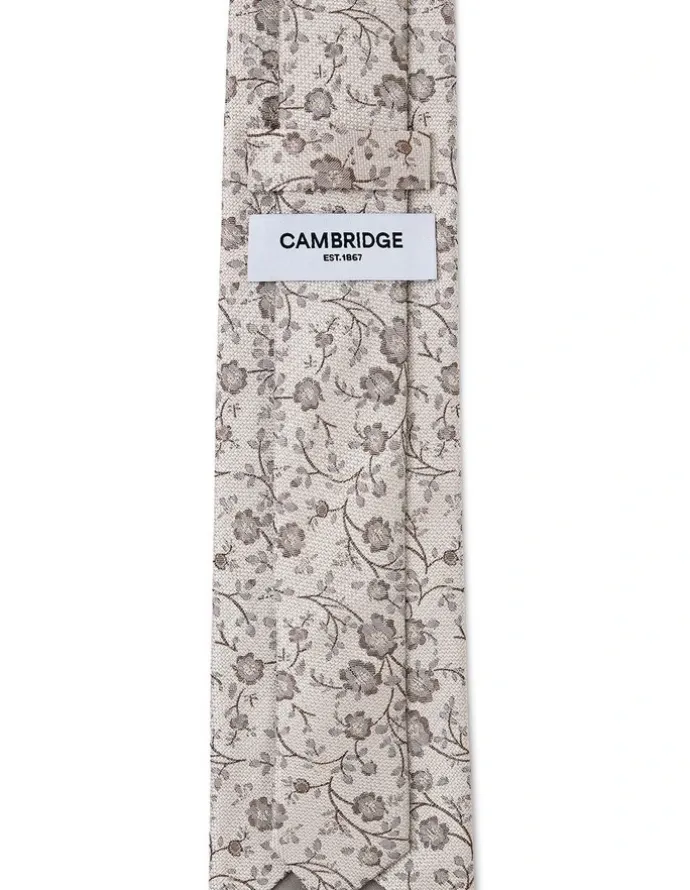 Cambridge Blossoms Silk Tie In Taupe