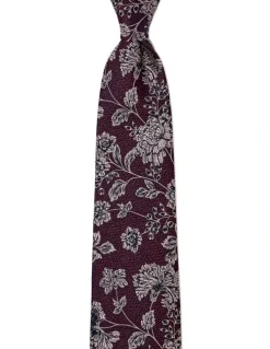 Cambridge Carnations Silk Tie In Plum