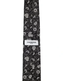 Cambridge Carnations Silk Tie in Black