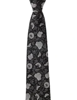 Cambridge Carnations Silk Tie in Black