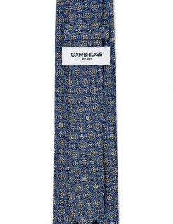 Cambridge Double Foulard Silk Tie In Blue
