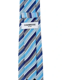 Cambridge Grosgrain Stripe Silk Tie In Blue