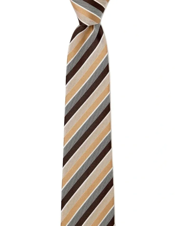 Cambridge Grosgrain Stripe Silk Tie In Taupe