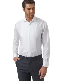 Cambridge Kent Modern Fit Tuxedo Shirt in White
