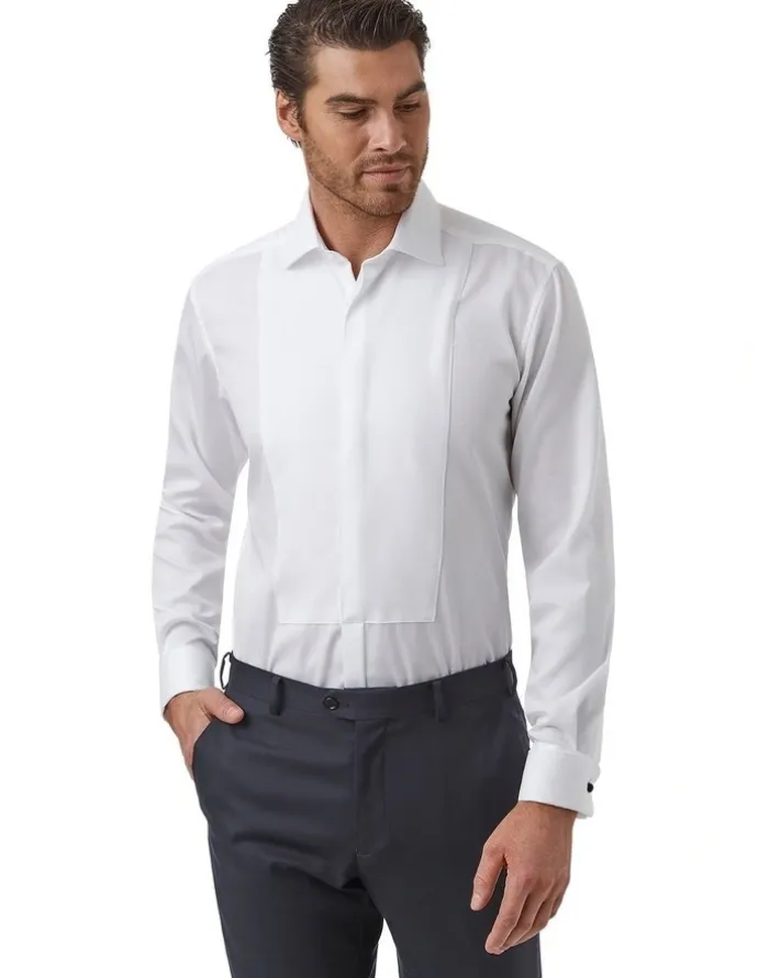 Cambridge Kent Modern Fit Tuxedo Shirt in White