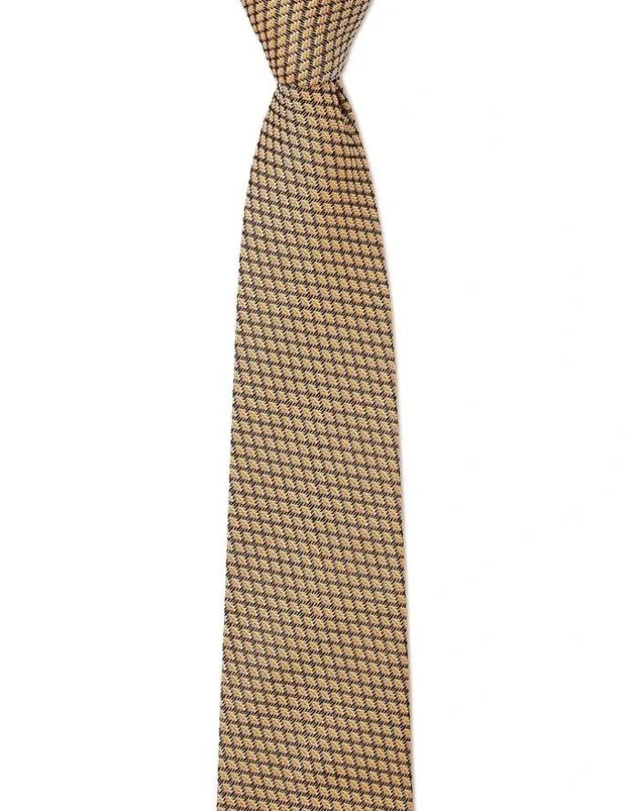 Cambridge Lattice Silk Tie In Yellow
