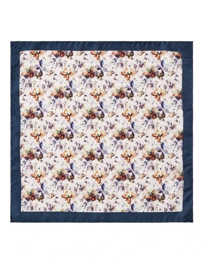 Cambridge Magnolia Silk Pocket Square in Gold