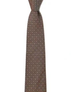 Cambridge Neat Geo Silk Tie in Coffee