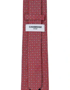 Cambridge Neat Geo Silk Tie In Red