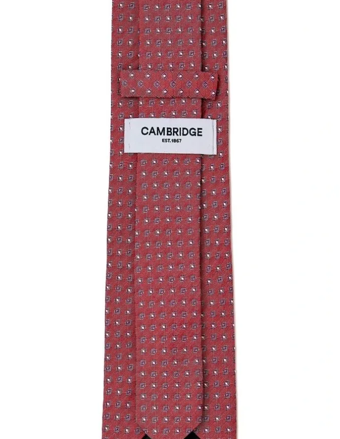 Cambridge Neat Geo Silk Tie In Red