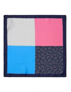 Cambridge Neat Paisley 4-Way Silk Pocket Square in Navy