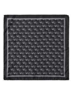 Cambridge Papyrus Grass Silk Pocket Square in Black