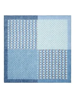 Cambridge Polkadot Linen Pocket Square in Denim