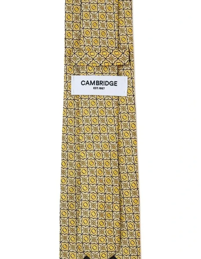 Cambridge Quatrefoil Foulard Silk Tie In Yellow