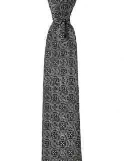Cambridge Quatrefoil Silk Tie In Pewter