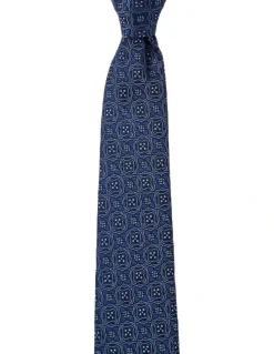 Cambridge Quatrefoil Silk Tie In Blue