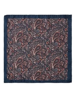 Cambridge Royal Paisley Silk Pocket Square in Chocolate