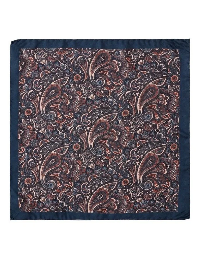 Cambridge Royal Paisley Silk Pocket Square in Chocolate