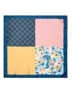 Cambridge Shadow Floral 4-Way Silk Pocket Square in Yellow